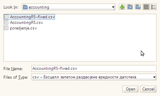 Увоз предефинисаних конта